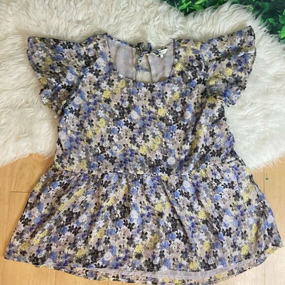 Lucky Brand floral short sleeve casual cite modest blouse plus size 1X - Picture 2 of 13